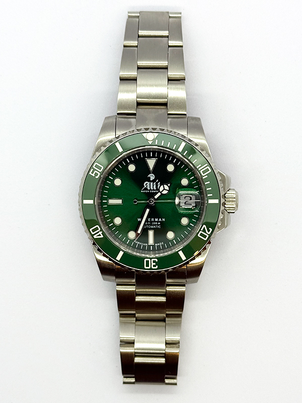 Waterman 41MM Green Dial Green Bezel Sports Watch Front